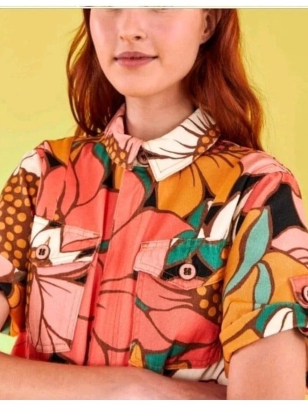 Farm Rio Sun flower Jumpsuit in Coral & Yellow - Picture 3 of 9
